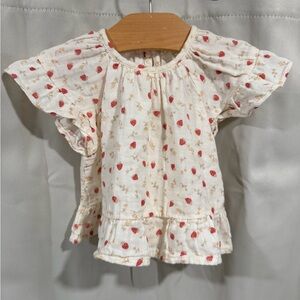 Rylee + Cru Cream and Red Floral Kids Blouse